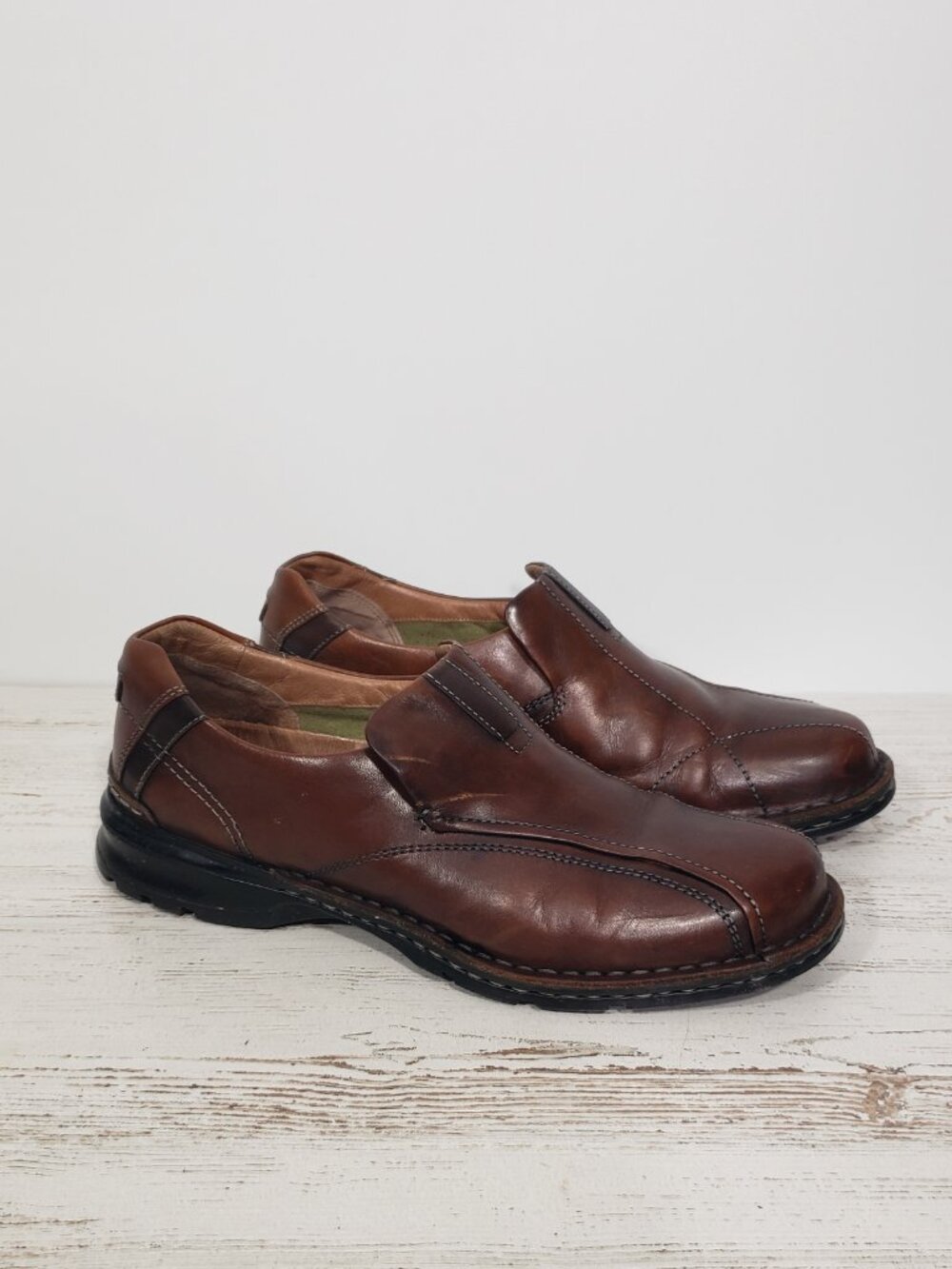 Clarks Escalade  Brown Leather Slip On Shoes  Loafers  Men's Size 11